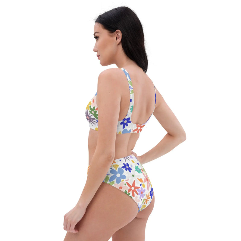 Eco-sustainable high-waisted bikini with all over print