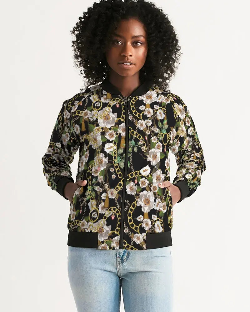 Chaqueta bomber floral para mujer