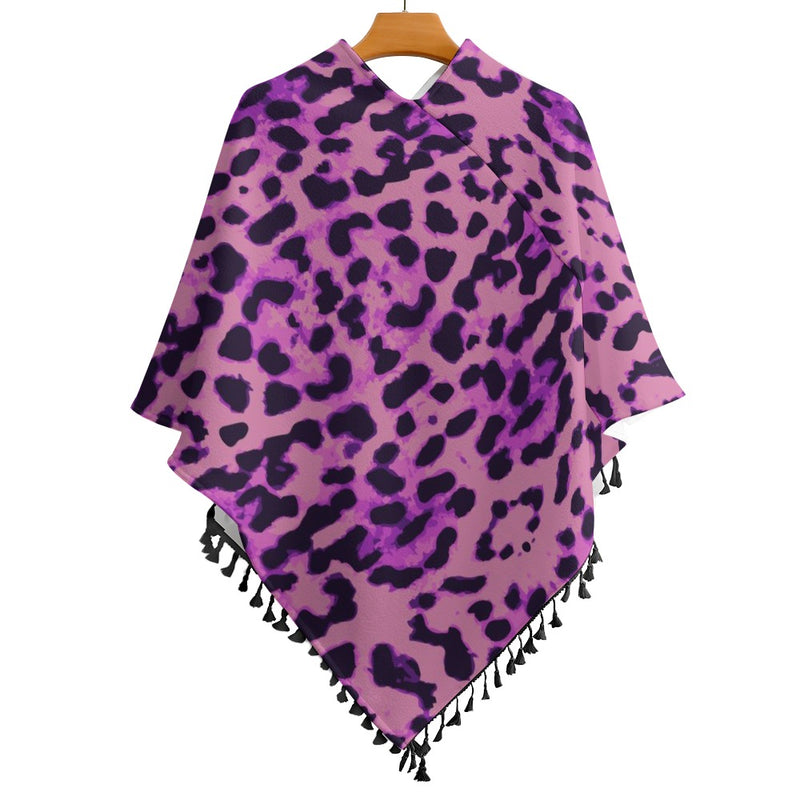 Knitted Cape With Fringed Edge Inkedjoy